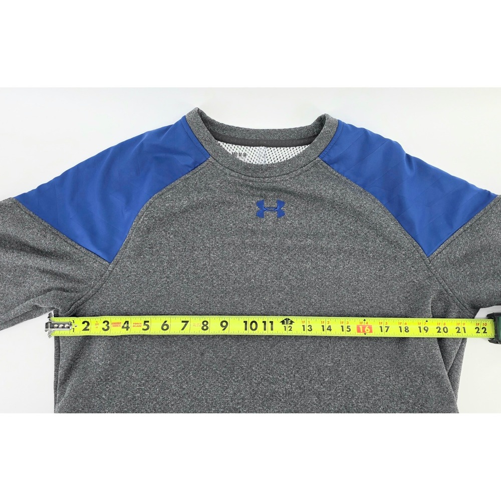 Under Armour Long Sleeve Pullover Sweatshirt Size Medium Mens Gray Blue ColdGear - Picture 4 of 6